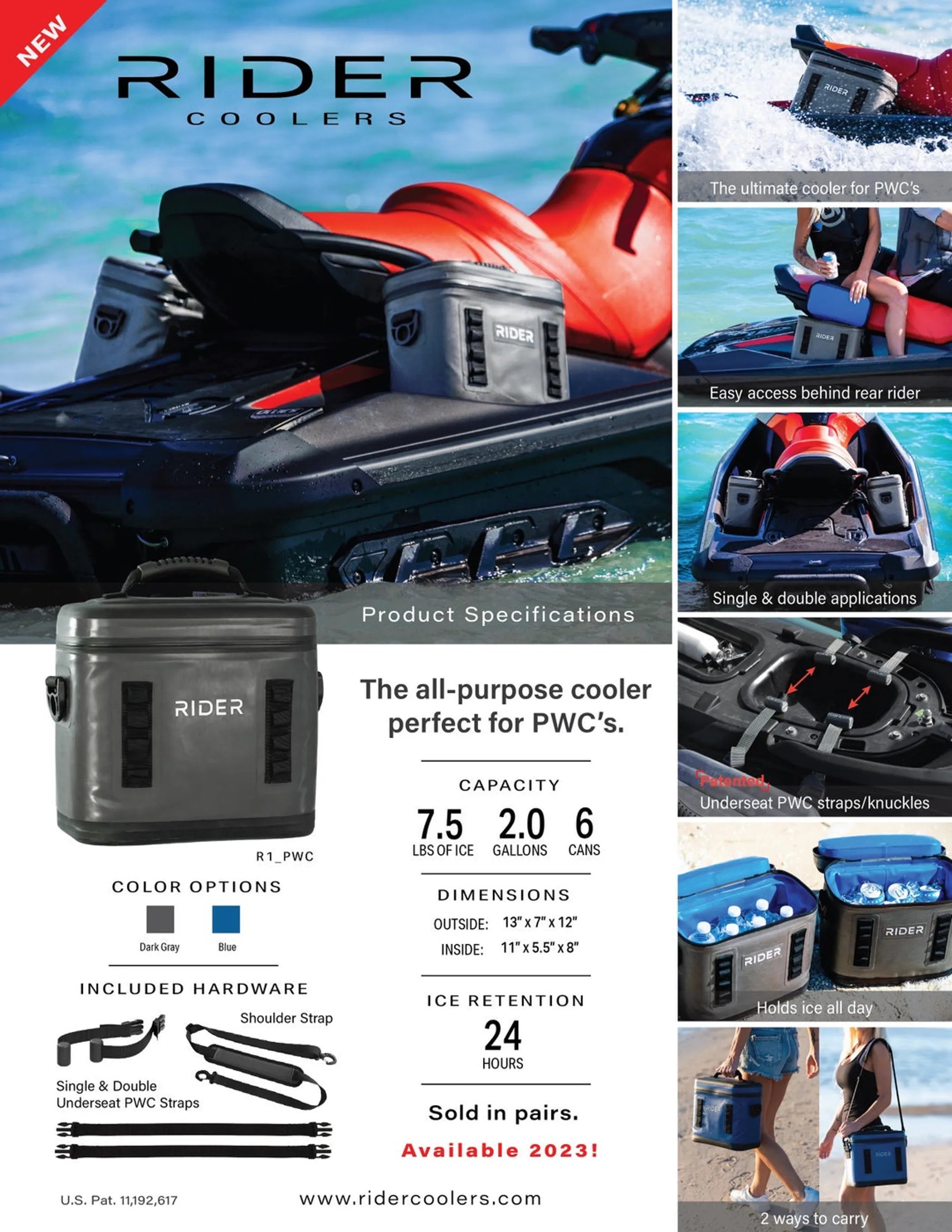 Jet Ski Coolers by Rider Coolers - Set WC Coolers, Fits All Personal Watercraft,
