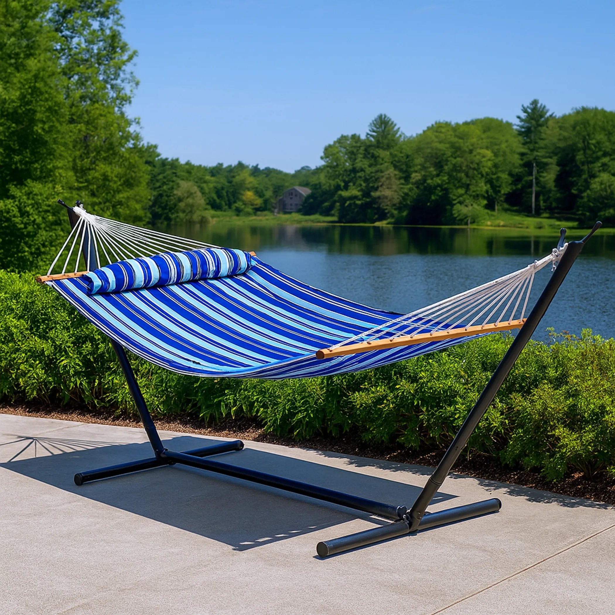 Light Dark Striped Double Hammock