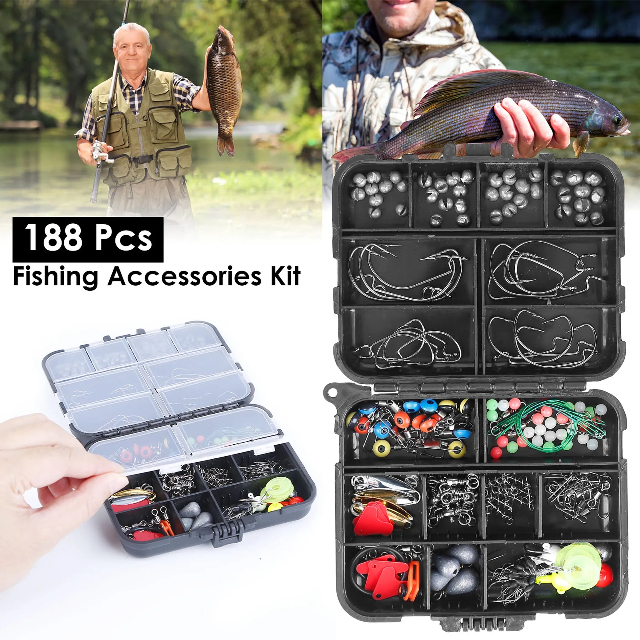 188Pcs Fishing Accessory Kit Portable Fishing Set