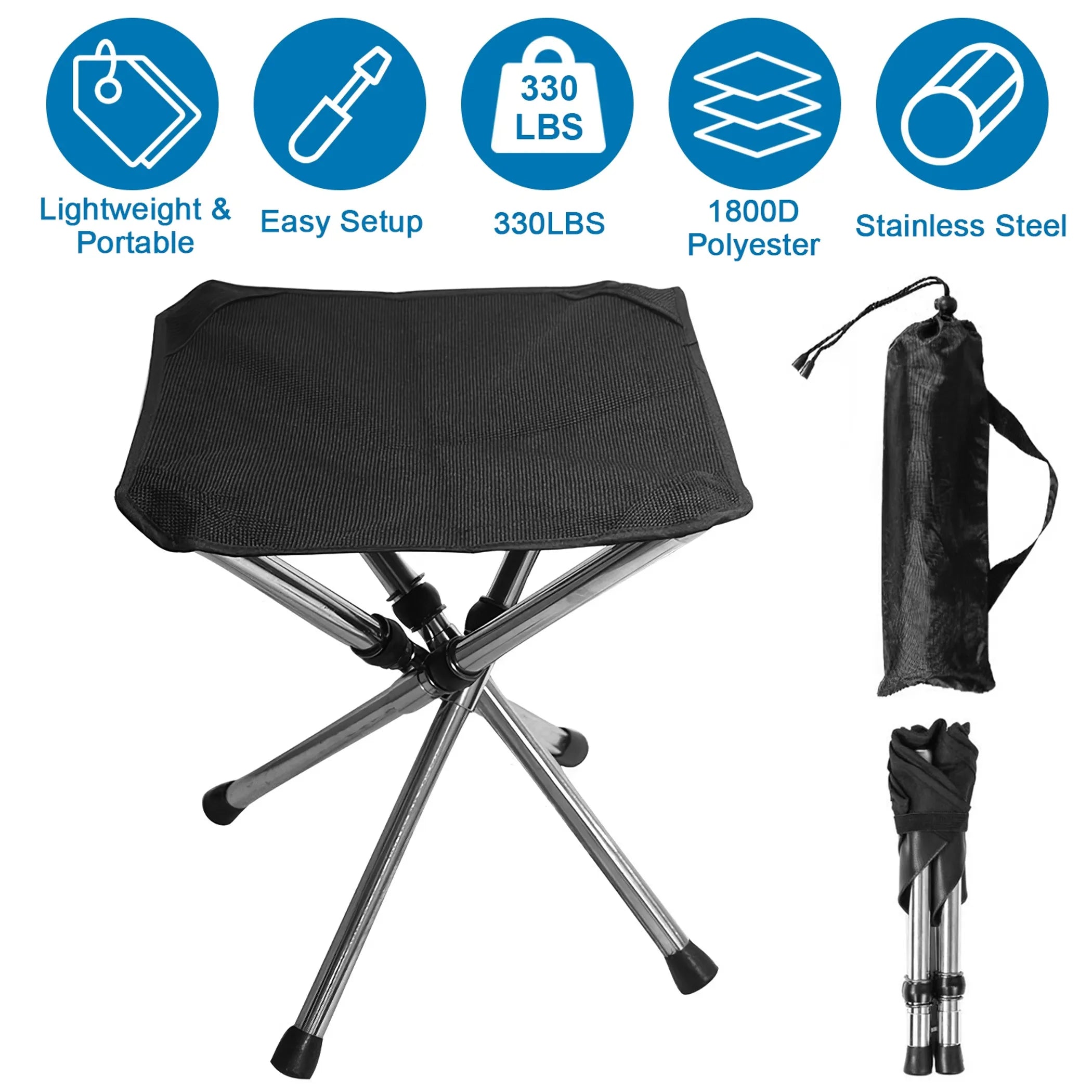 Foldable Camping Stool Retractable Portable Folding Chair
