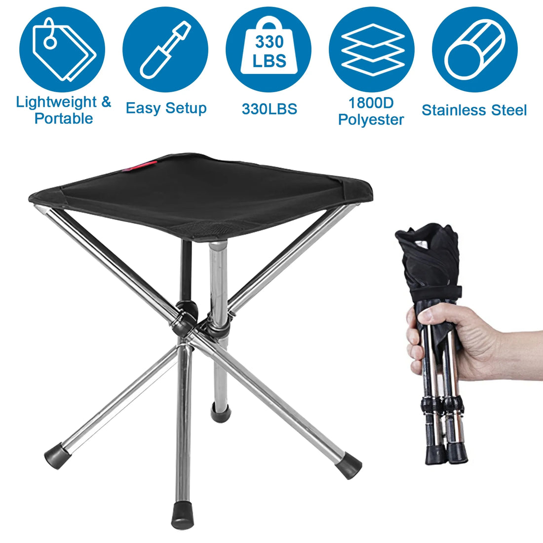 Foldable Camping Stool Retractable Portable Folding Chair