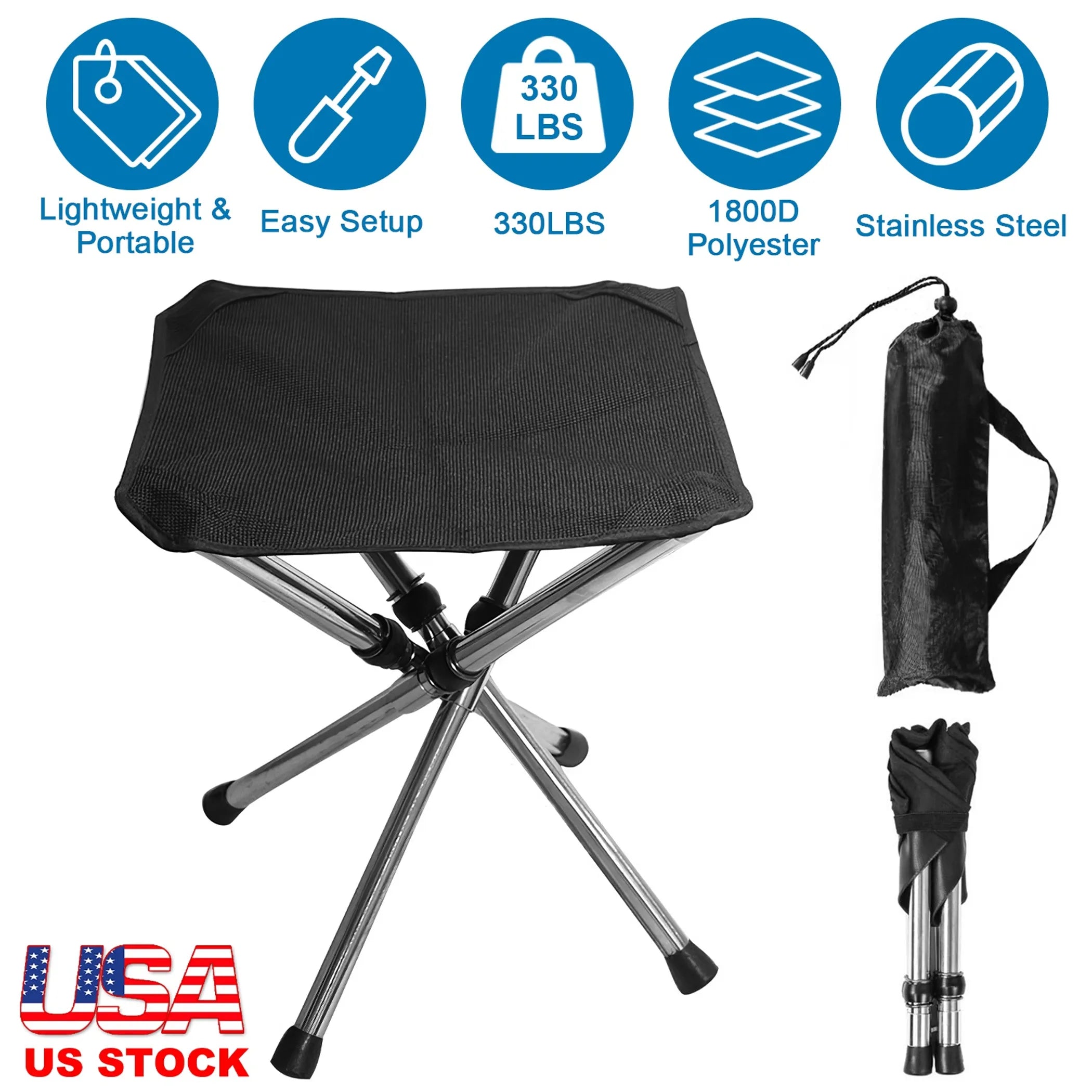 Foldable Camping Stool Retractable Portable Folding Chair