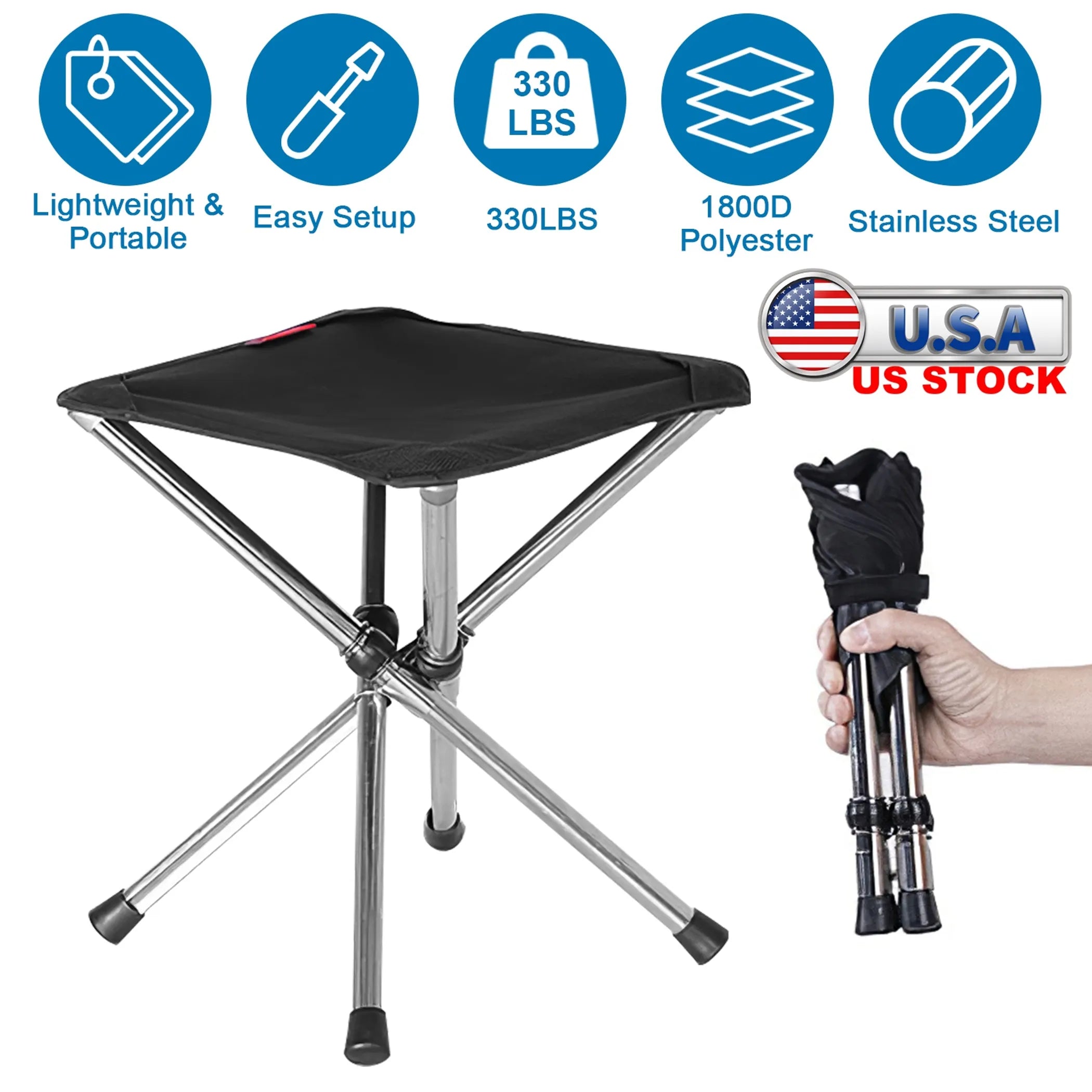 Foldable Camping Stool Retractable Portable Folding Chair
