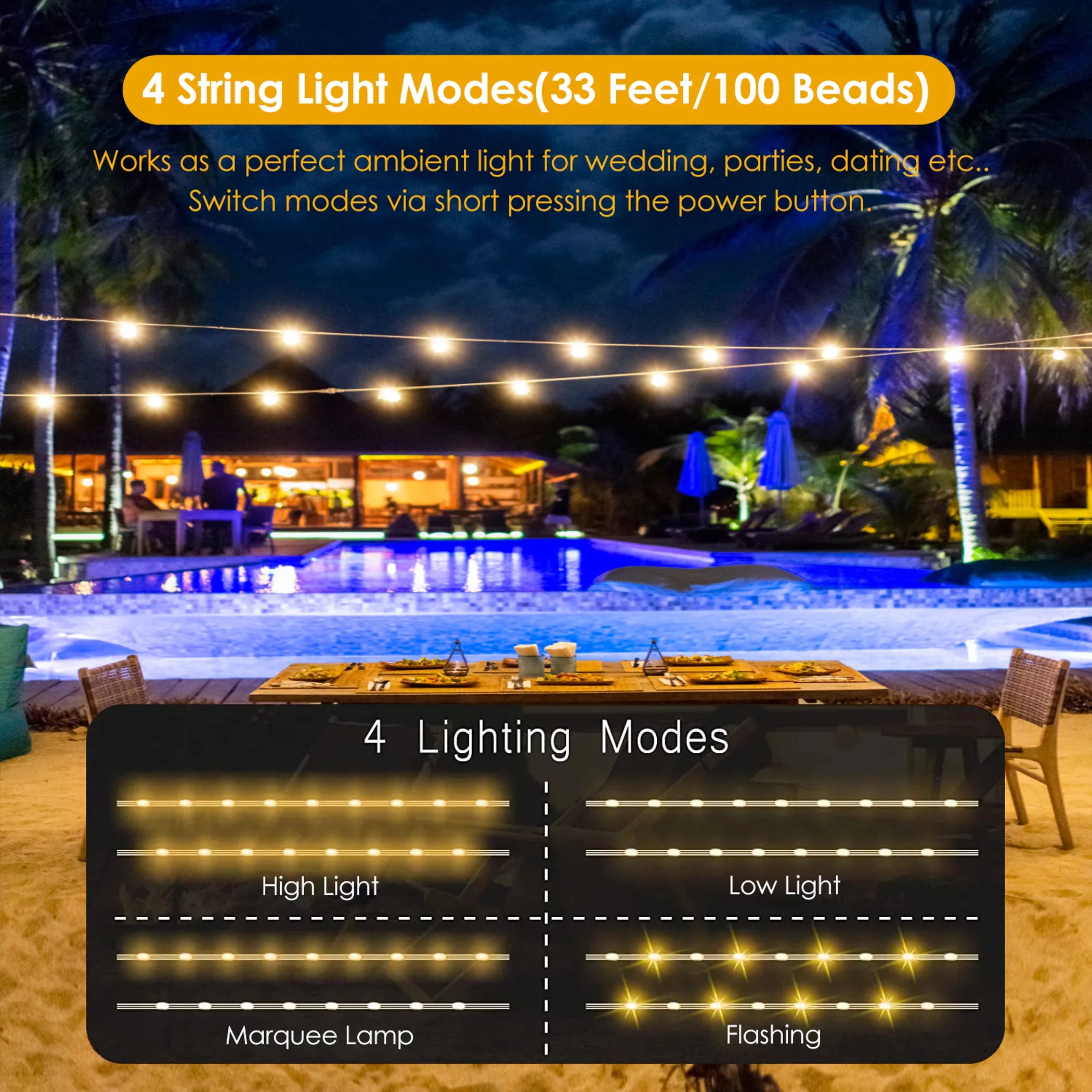 4 In 1 Rechargeable Camping String Light