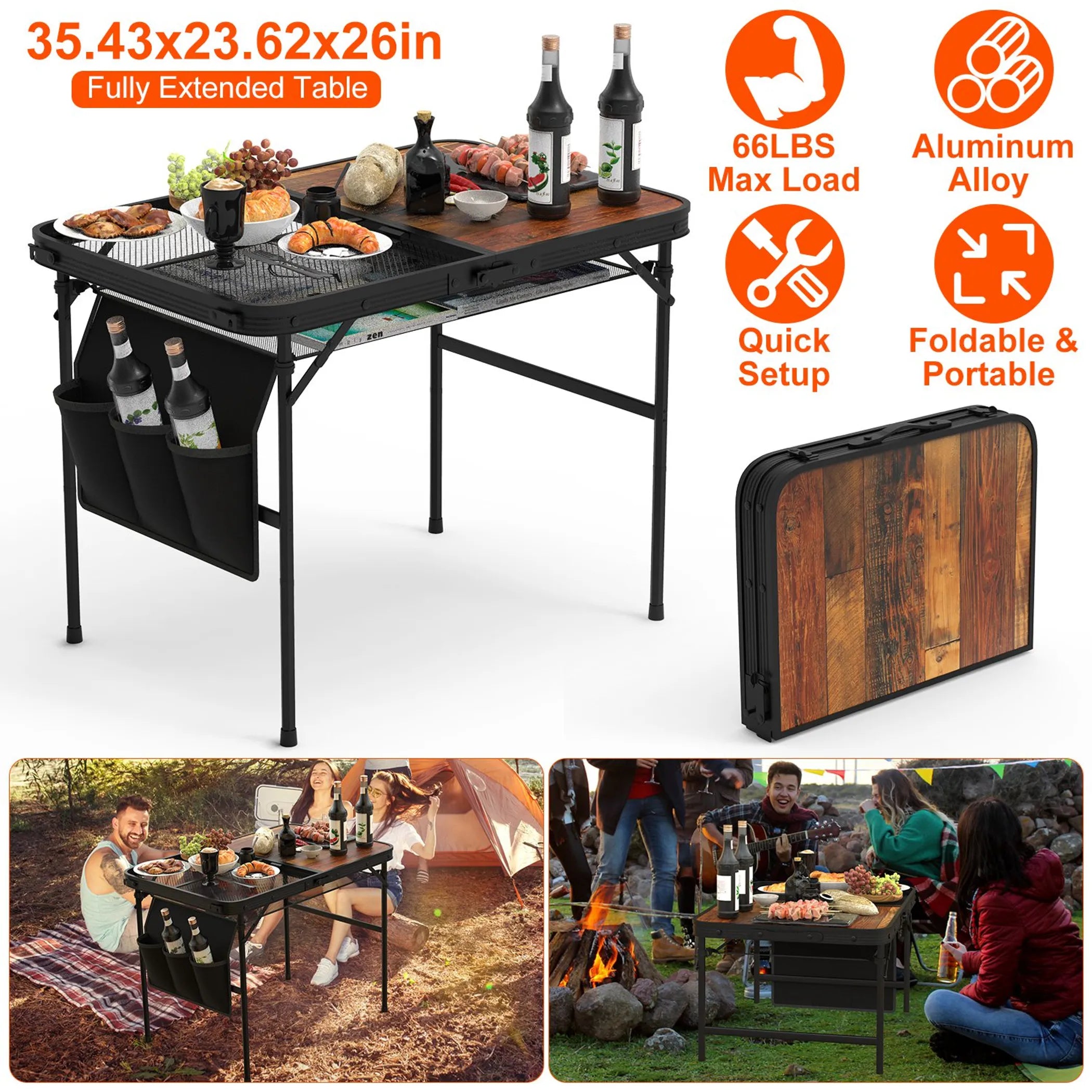 35.43x23.62x26in Foldable Camping Table