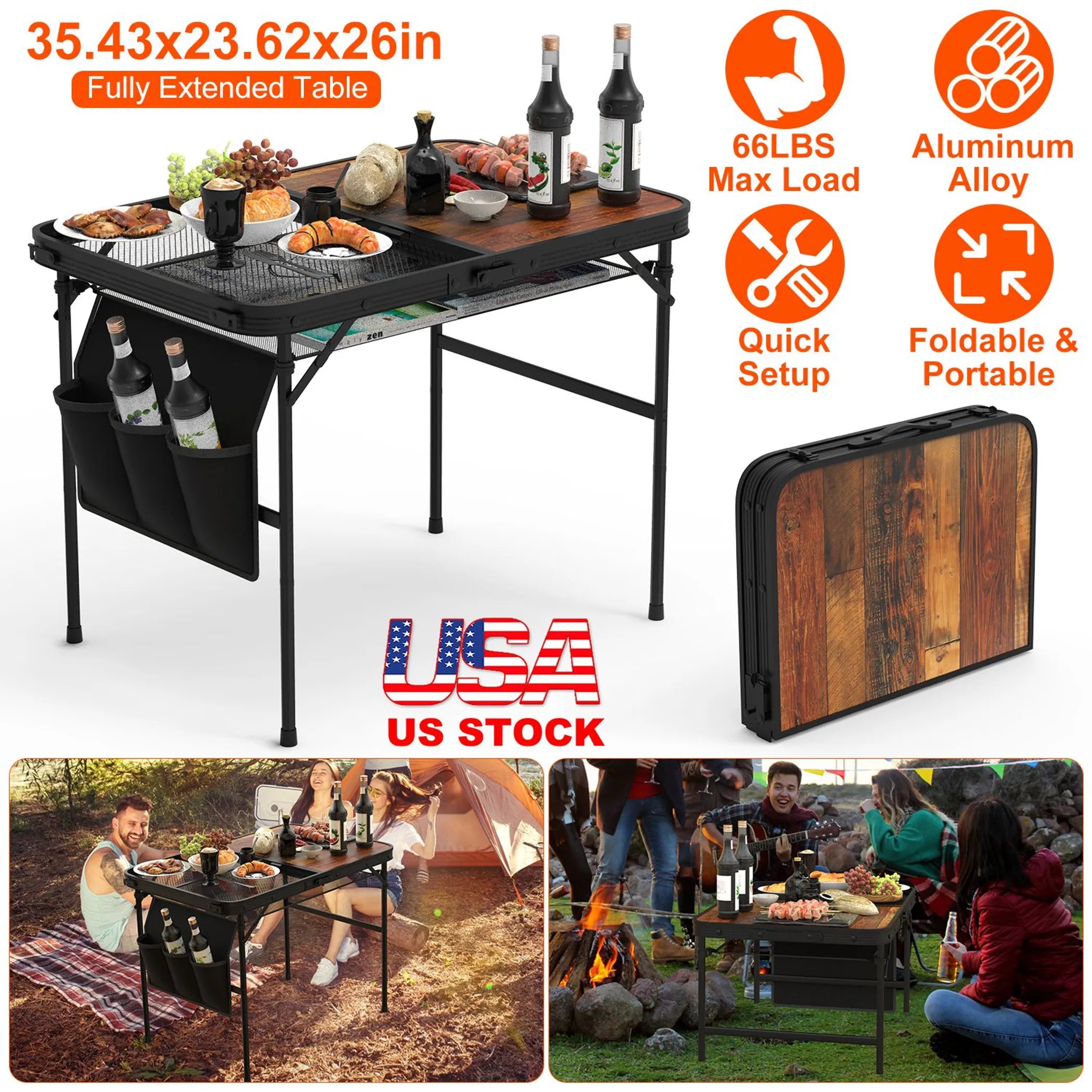 35.43x23.62x26in Foldable Camping Table