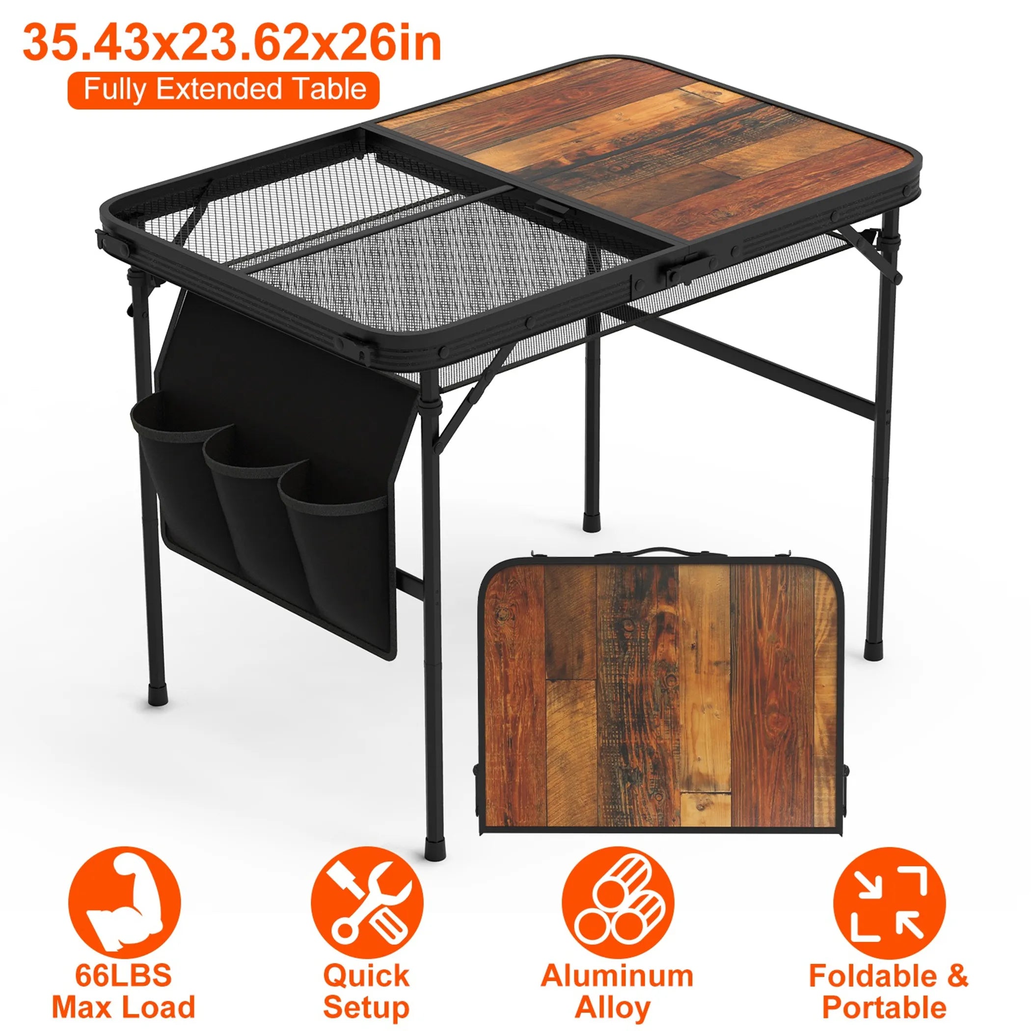35.43x23.62x26in Foldable Camping Table