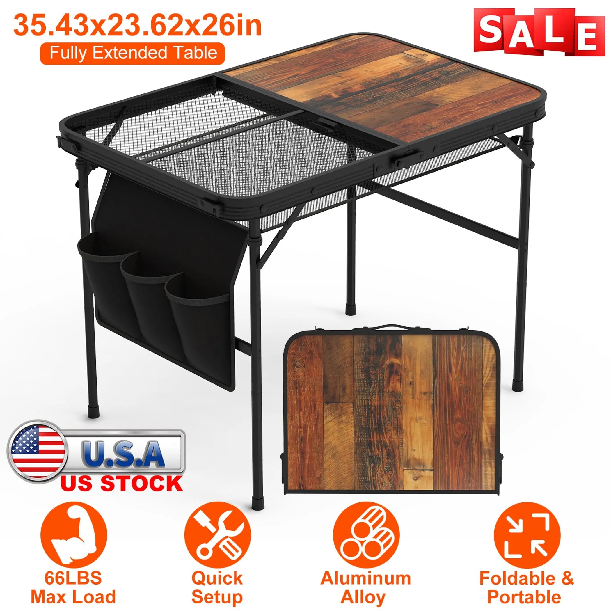 35.43x23.62x26in Foldable Camping Table