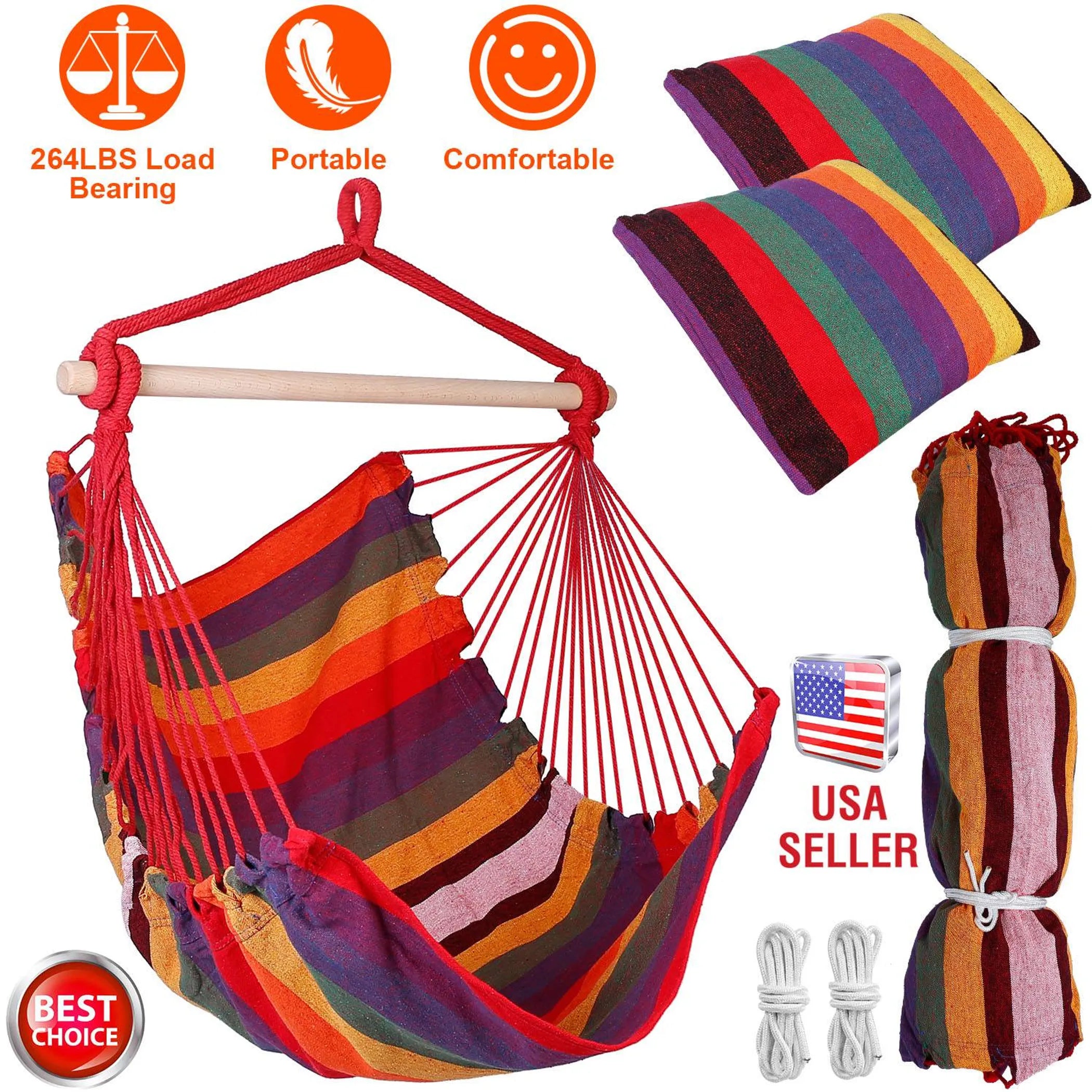 Hammock Hanging Chair Canvas Porch Patio Swing Seat