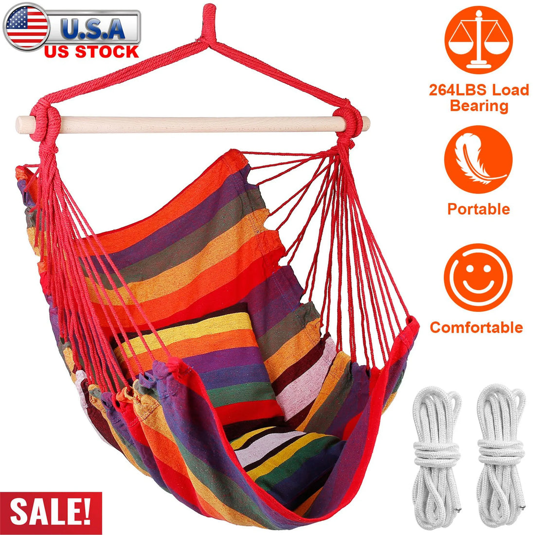 Hammock Hanging Chair Canvas Porch Patio Swing Seat