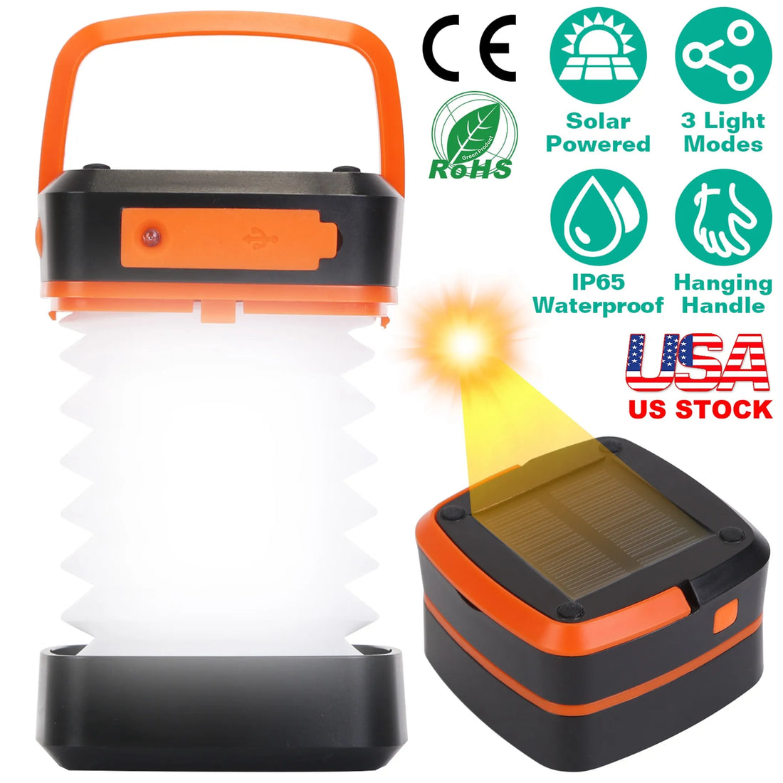 Solar Camping Lantern LED Collapsible Tent Lamp