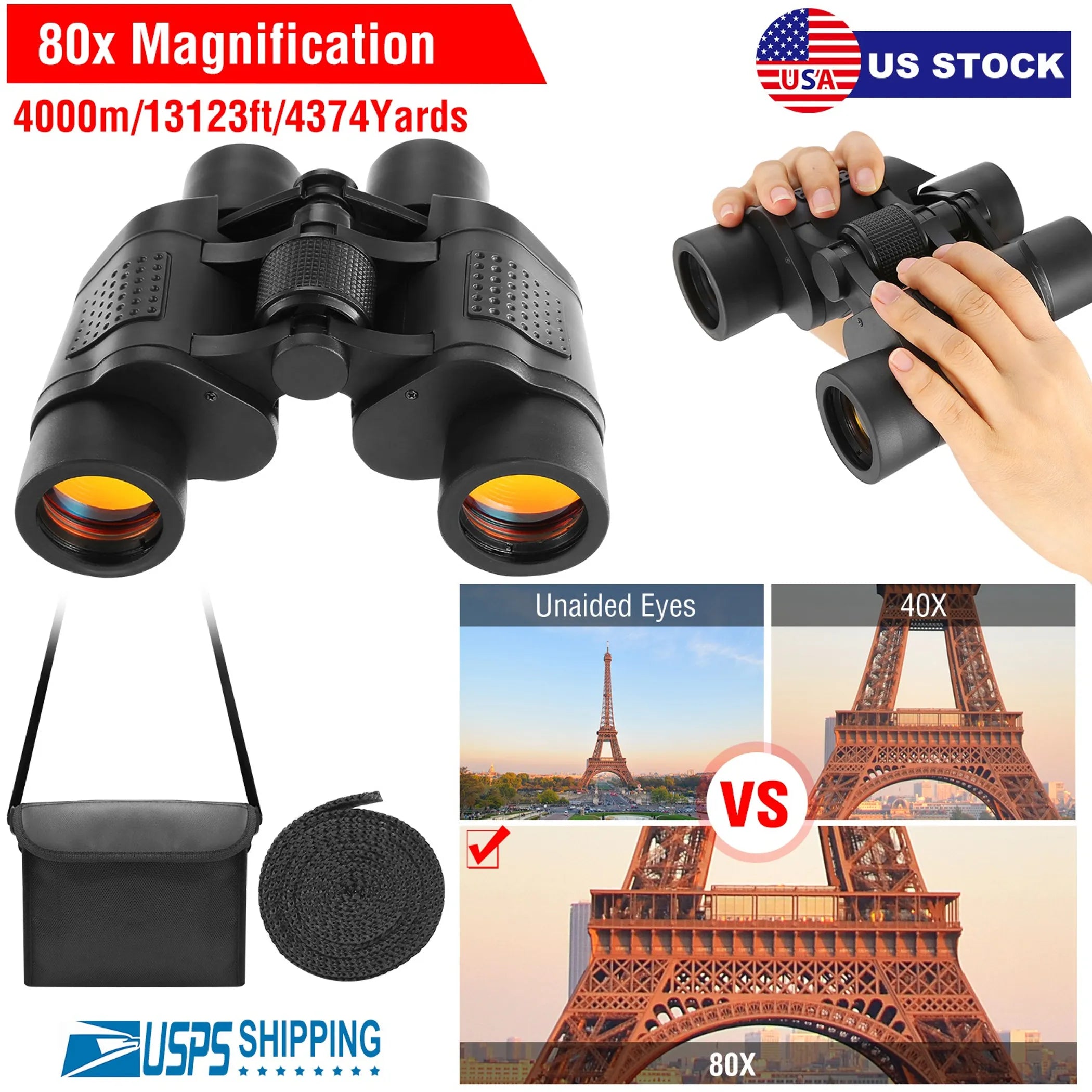 Portable HD Binoculars with FMC Lens Low Light